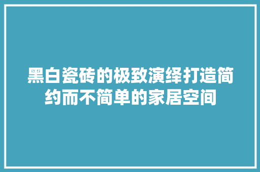 黑白瓷砖的极致演绎打造简约而不简单的家居空间