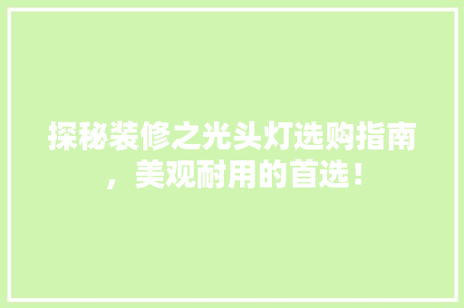 探秘装修之光头灯选购指南，美观耐用的首选！