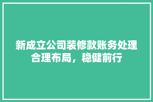 新成立公司装修款账务处理合理布局，稳健前行