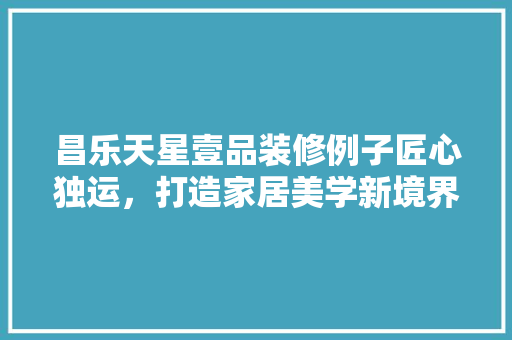 昌乐天星壹品装修例子匠心独运，打造家居美学新境界