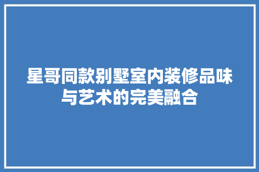 星哥同款别墅室内装修品味与艺术的完美融合