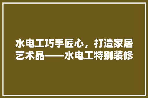 水电工巧手匠心，打造家居艺术品——水电工特别装修艺术品背后的匠心独运