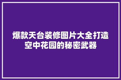 爆款天台装修图片大全打造空中花园的秘密武器