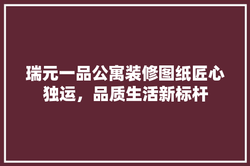 瑞元一品公寓装修图纸匠心独运，品质生活新标杆 公共建筑设计