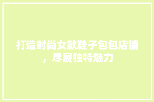 打造时尚女款鞋子包包店铺，尽展独特魅力