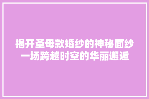 揭开圣母款婚纱的神秘面纱一场跨越时空的华丽邂逅