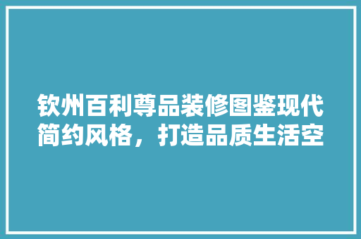 钦州百利尊品装修图鉴现代简约风格，打造品质生活空间 住宅建筑设计
