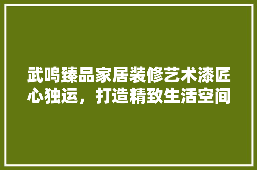 武鸣臻品家居装修艺术漆匠心独运，打造精致生活空间