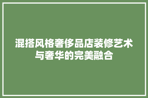 混搭风格奢侈品店装修艺术与奢华的完美融合