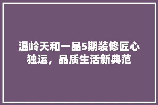 温岭天和一品5期装修匠心独运，品质生活新典范
