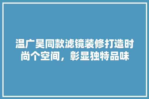 温广昊同款滤镜装修打造时尚个空间，彰显独特品味