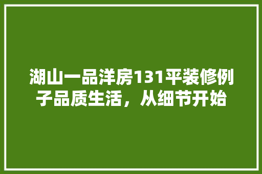 湖山一品洋房131平装修例子品质生活，从细节开始