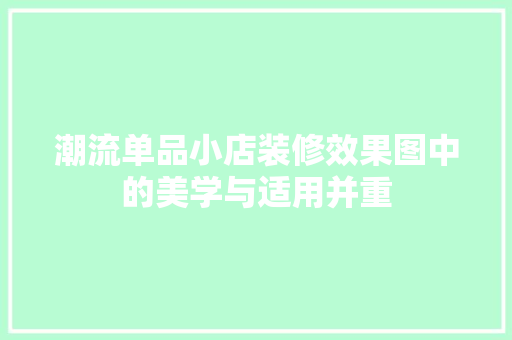 潮流单品小店装修效果图中的美学与适用并重