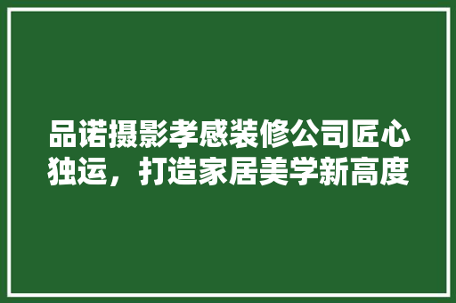 品诺摄影孝感装修公司匠心独运，打造家居美学新高度