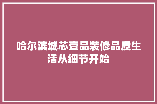 哈尔滨城芯壹品装修品质生活从细节开始