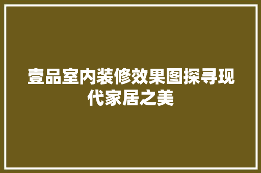 壹品室内装修效果图探寻现代家居之美 建筑法规