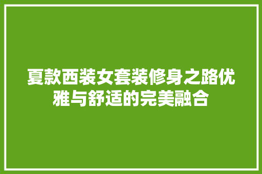 夏款西装女套装修身之路优雅与舒适的完美融合