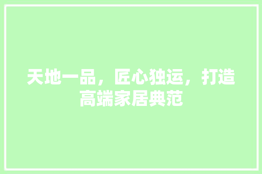 天地一品，匠心独运，打造高端家居典范 新型材料