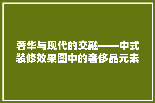 奢华与现代的交融——中式装修效果图中的奢侈品元素