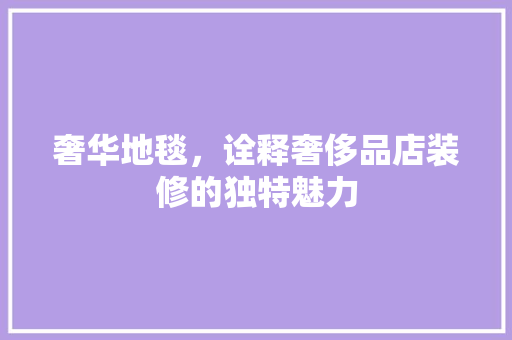 奢华地毯，诠释奢侈品店装修的独特魅力
