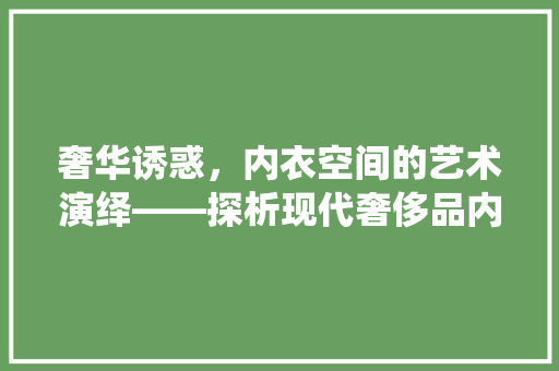 奢华诱惑，内衣空间的艺术演绎——探析现代奢侈品内衣装修风格