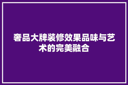 奢品大牌装修效果品味与艺术的完美融合