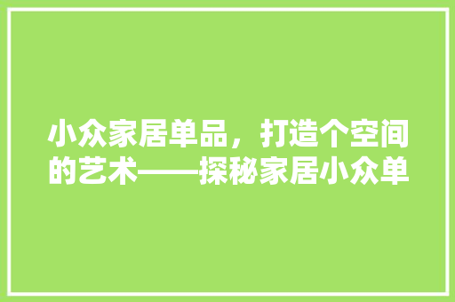 小众家居单品，打造个空间的艺术——探秘家居小众单品店铺装修 新型材料