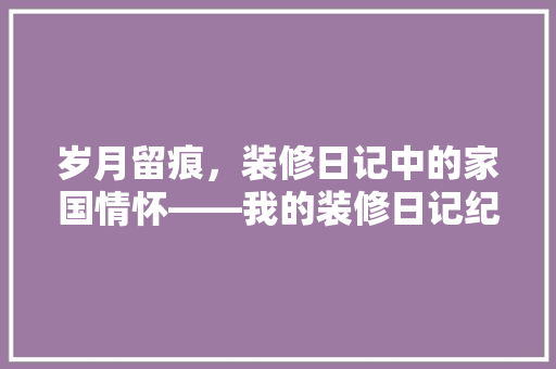 岁月留痕，装修日记中的家国情怀——我的装修日记纪念品