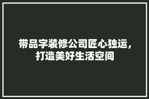 带品字装修公司匠心独运，打造美好生活空间