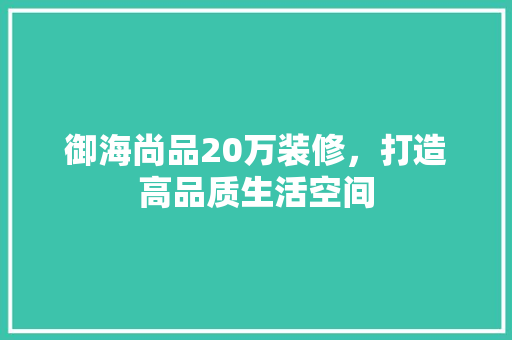 御海尚品20万装修，打造高品质生活空间