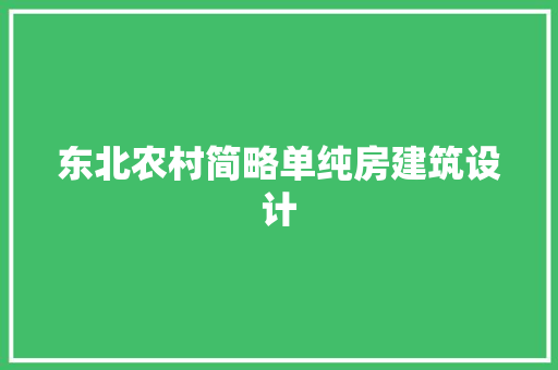 东北农村简略单纯房建筑设计