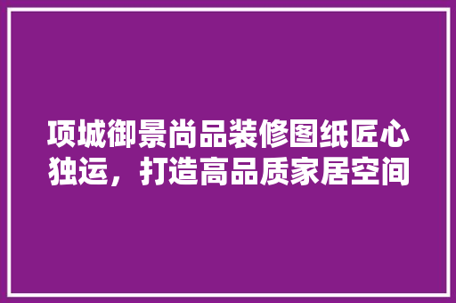 项城御景尚品装修图纸匠心独运，打造高品质家居空间