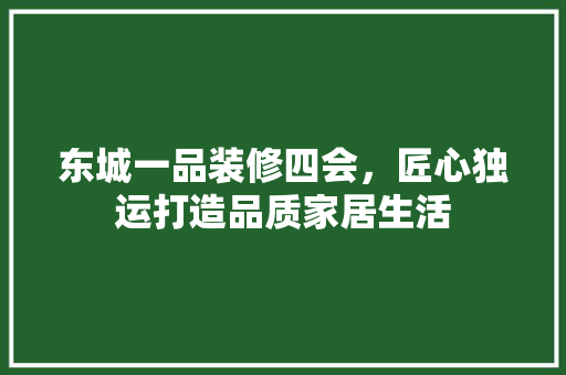 东城一品装修四会，匠心独运打造品质家居生活 施工技术