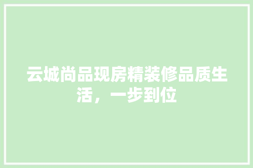 云城尚品现房精装修品质生活，一步到位