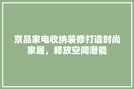 京品家电收纳装修打造时尚家居，释放空间潜能