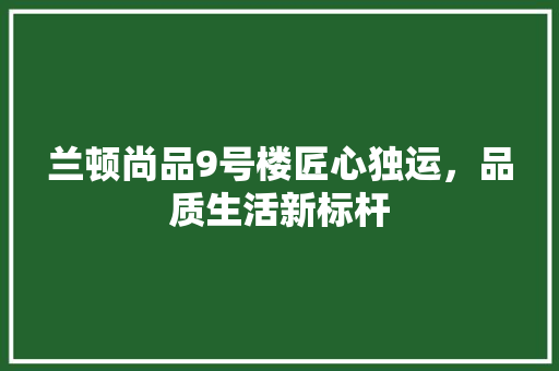 兰顿尚品9号楼匠心独运，品质生活新标杆
