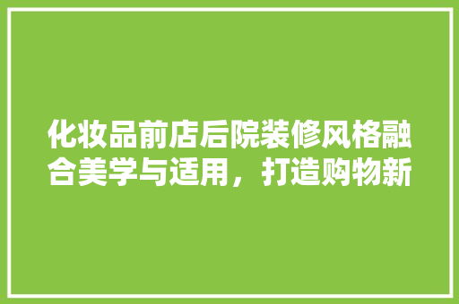 化妆品前店后院装修风格融合美学与适用，打造购物新体验 材料设备