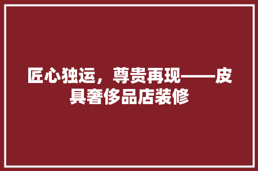 匠心独运，尊贵再现——皮具奢侈品店装修