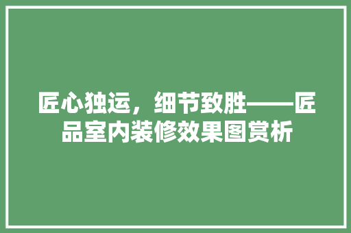 匠心独运，细节致胜——匠品室内装修效果图赏析