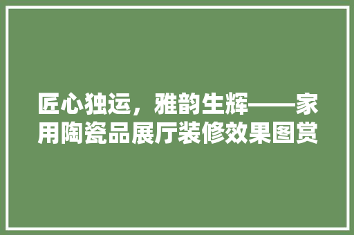 匠心独运，雅韵生辉——家用陶瓷品展厅装修效果图赏析