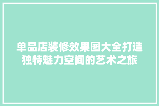 单品店装修效果图大全打造独特魅力空间的艺术之旅