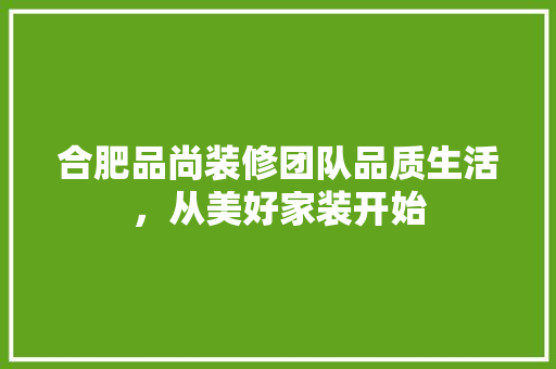 合肥品尚装修团队品质生活，从美好家装开始