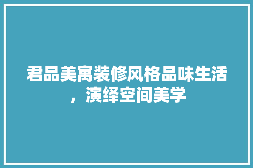 君品美寓装修风格品味生活，演绎空间美学