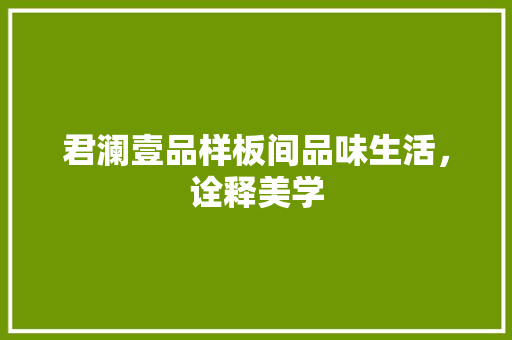 君澜壹品样板间品味生活，诠释美学