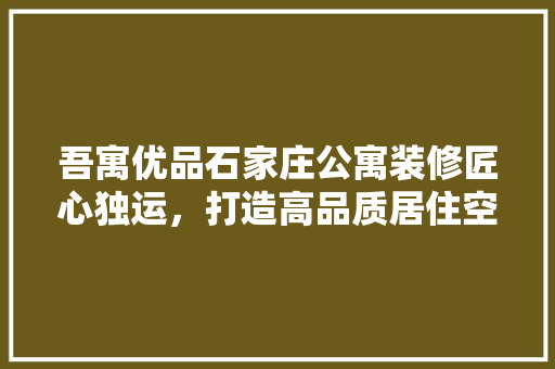 吾寓优品石家庄公寓装修匠心独运，打造高品质居住空间 工艺流程