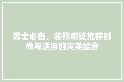 男士必备，装修项链推荐时尚与适用的完美结合