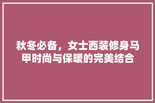 秋冬必备，女士西装修身马甲时尚与保暖的完美结合
