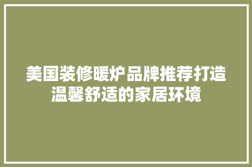 美国装修暖炉品牌推荐打造温馨舒适的家居环境