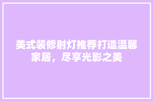 美式装修射灯推荐打造温馨家居，尽享光影之美