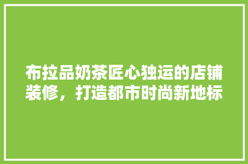 布拉品奶茶匠心独运的店铺装修，打造都市时尚新地标